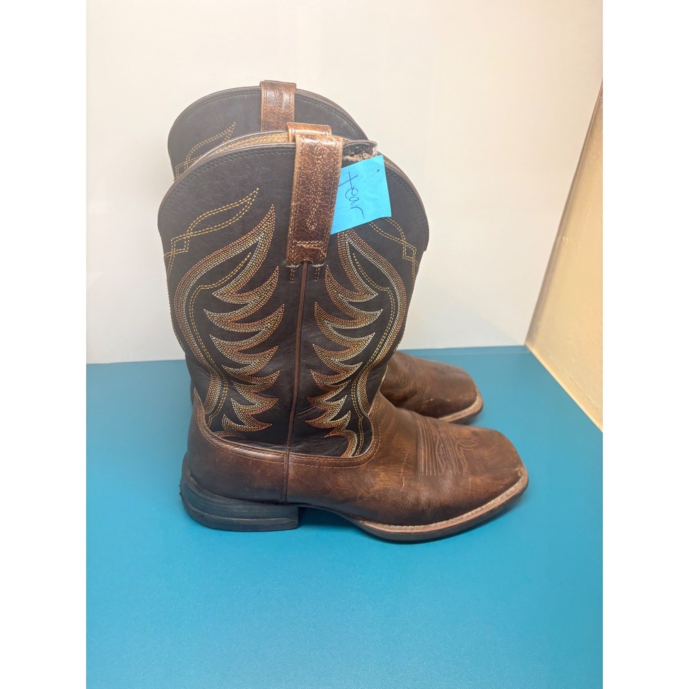 Ariat Mens 10D Amos Brown Leather Square Toe Cowboy Boots 10029689